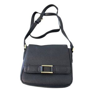 Merona Faux Leather Crossbody Purse Black Shoulder Bag Adjustable Strap Career